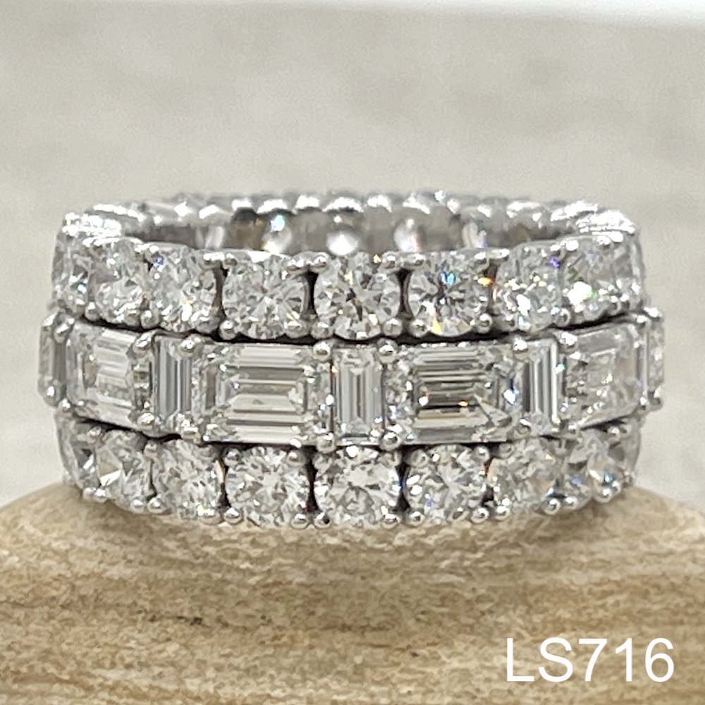 Laurie Sarah Custom Design Full Eternity Alternating Diamond Wedding Band for Men - LS7164