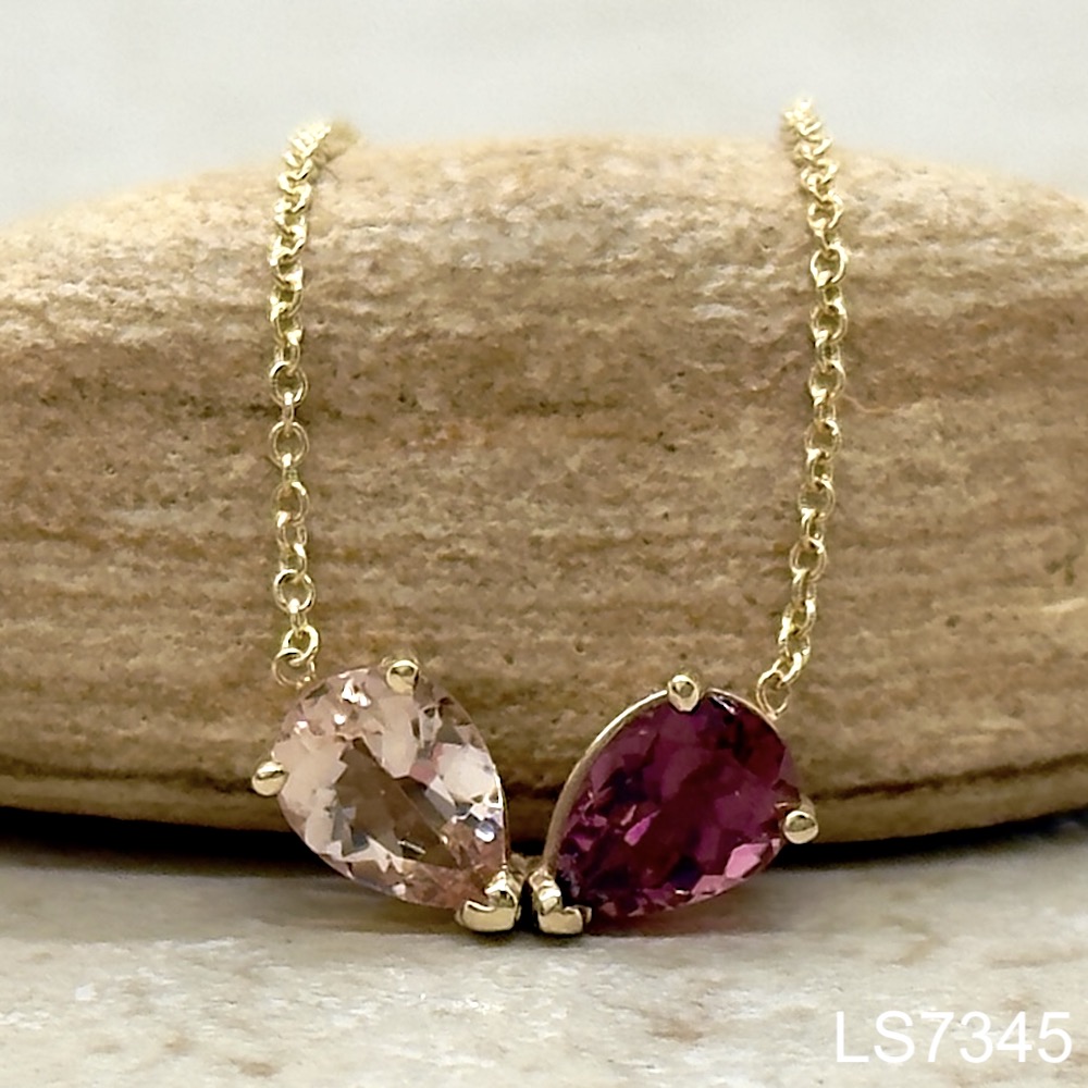 Laurie Sarah Custom Design Morganite and Tourmaline Memory Necklace - LS7345