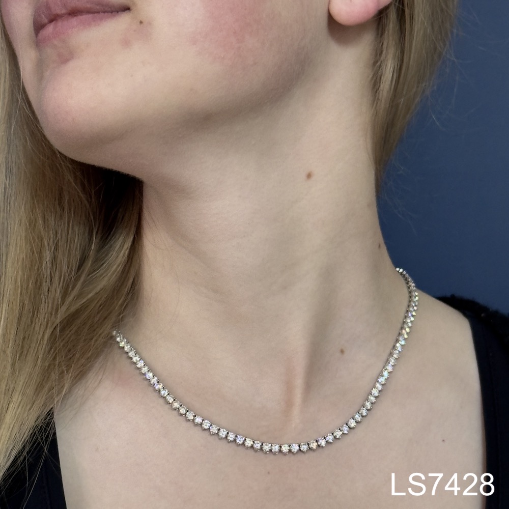 Laurie Sarah Custom Design Round White Diamond Tennis Necklace - LS7428.jpg