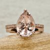 Pear Cut Morganite Engagement Ring Plain Wedding Band Rose Gold LS7406