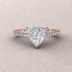 Trillion Cut Lab Diamond Engagement Ring Hidden Halo Rose Gold LS5478
