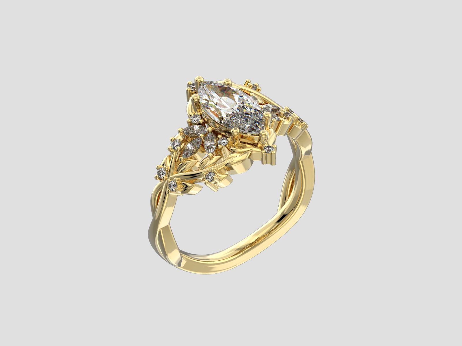 Custom Lab Diamond Marquise Engagement Ring - Image 3