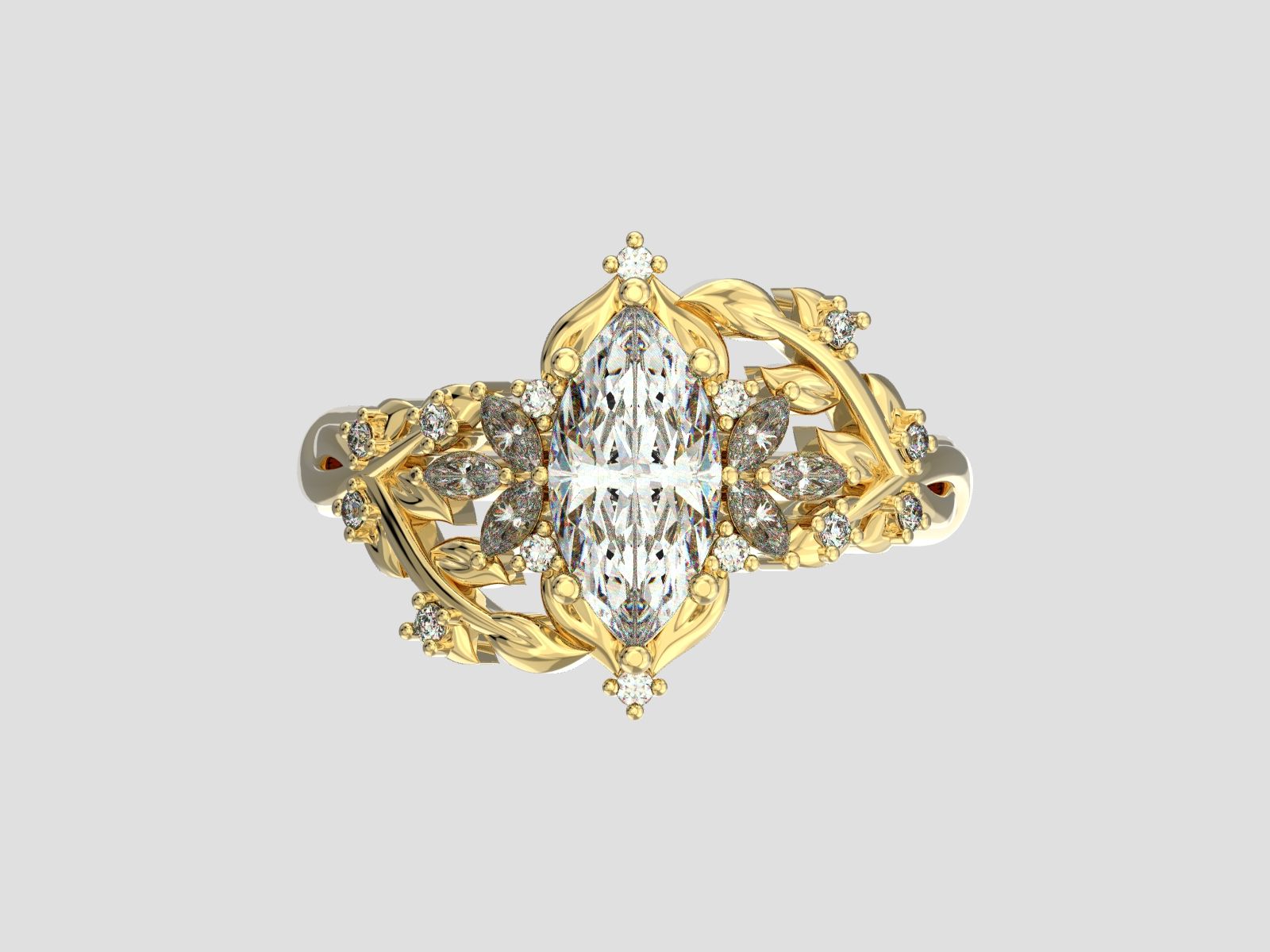 Custom Lab Diamond Marquise Engagement Ring - Image 2