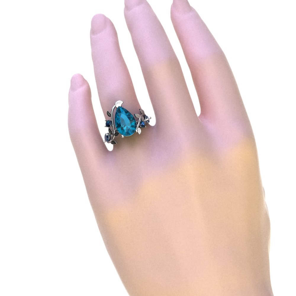 Custom London Blue topaz and Lab Alexandrite Ring - Image 6
