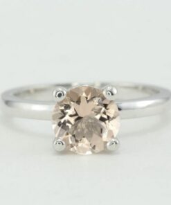 AAA Peachy Pink Morganite Engagement Ring White Gold Platinum LS4524