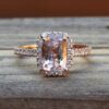 Classic Rectangular Cushion Morganite Engagement Ring Rose Gold LS5309