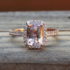 Classic Rectangular Cushion Morganite Engagement Ring Rose Gold LS5309