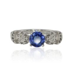 Diamond Snowflake Moon Blue Sapphire Ring White Gold Platinum LS4424