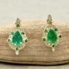 Emerald Certified Lab Grown Diamond Halo Earrings Yellow Gold LS7320