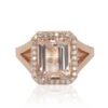 Emerald Cut Peach Morganite Diamond Engagement Ring Rose Gold LS4434