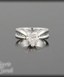 Heart Engagement Ring Solitaire Bridal Set White Gold Platinum LS902