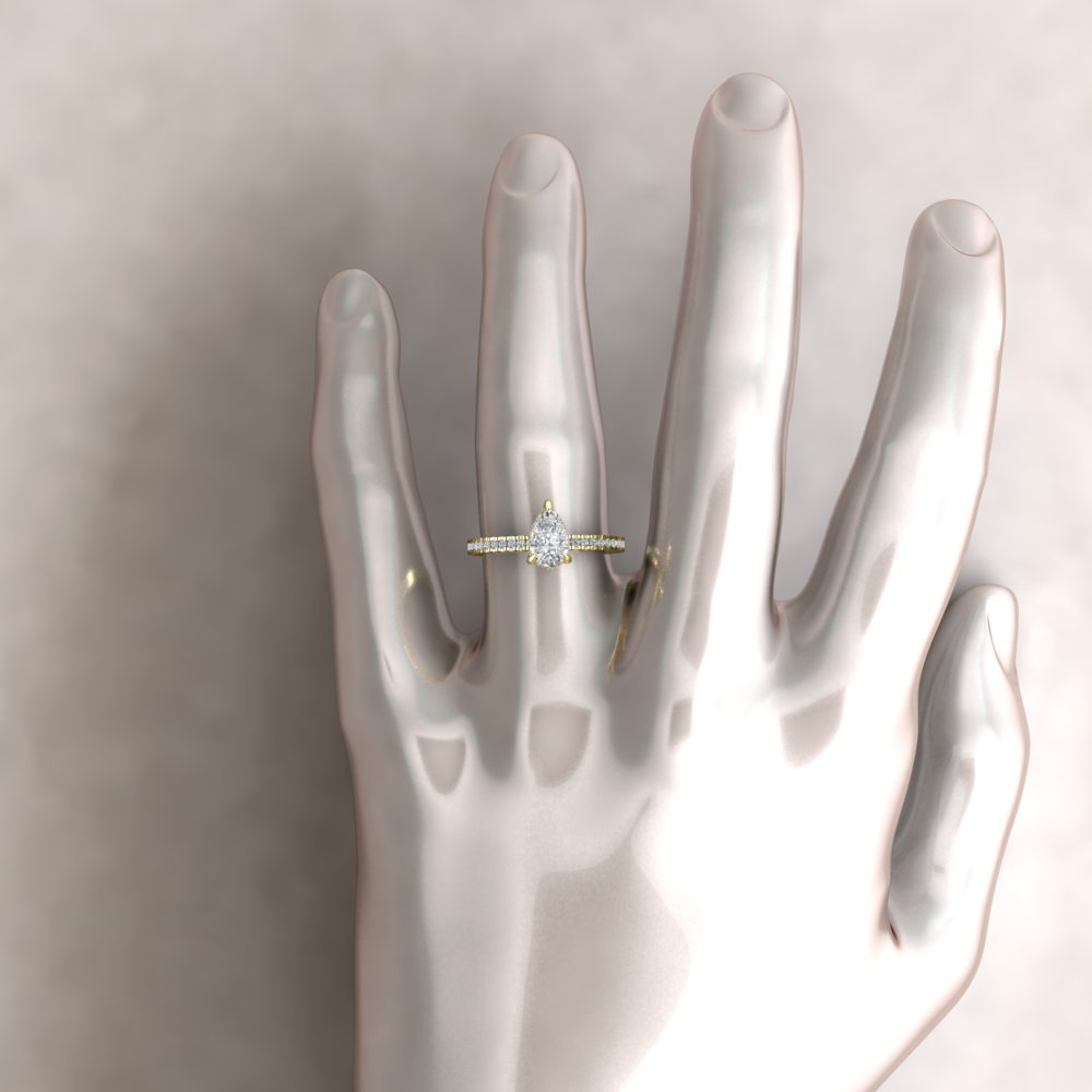 IGI Certified Pear Lab Diamond Halo Engagement Ring Yellow Gold LS5485