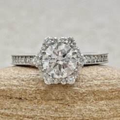 IGI Certified Round Diamond Engagement Ring White Gold Platinum LS7225