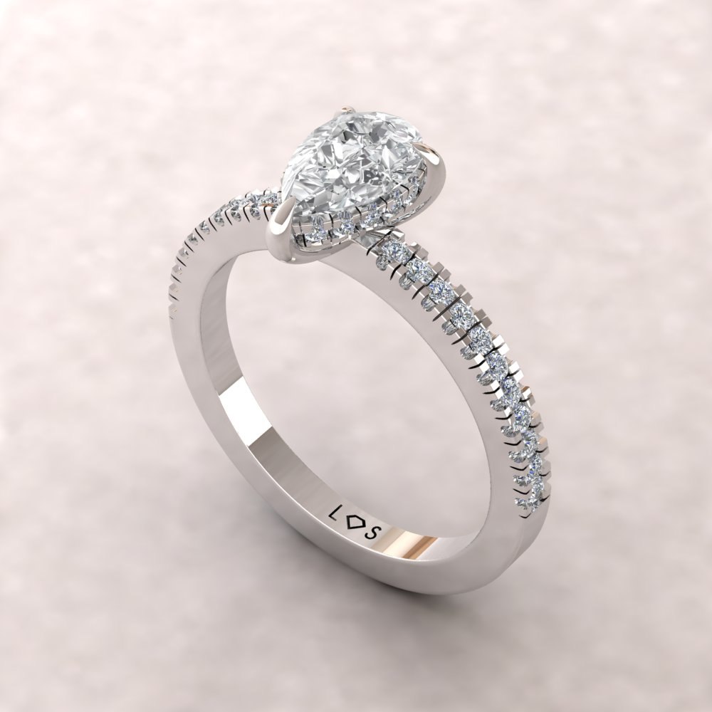 IGI Lab Grown Diamond Halo Engagement Ring White Gold Platinum LS5485