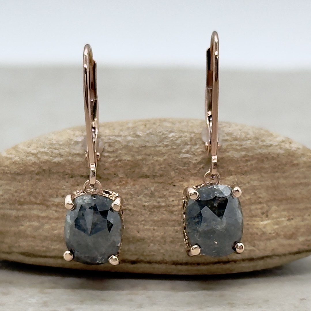 Custom Salt and Pepper and Lab Diamond Adeline Earrings - Image 2