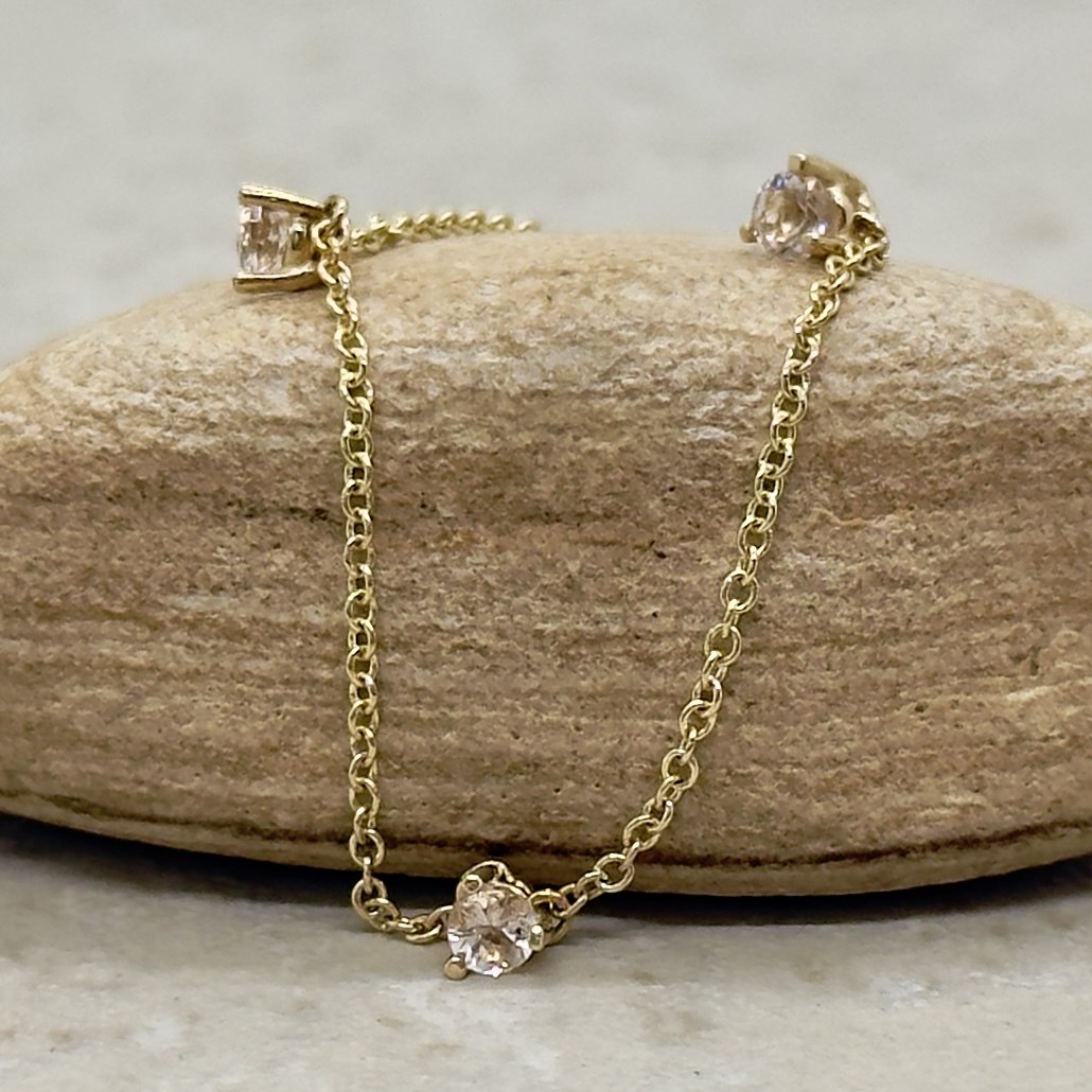 Custom Tiny Morganite Necklace in 14k yellow gold - Image 4