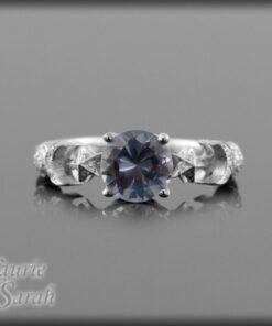Lab Alexandrite Sun Moon Star Diamond Ring White Gold Platinum LS1893