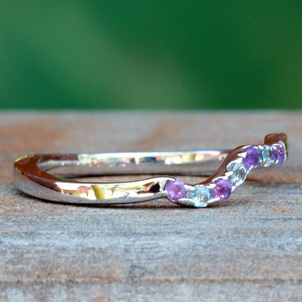 Mystic Topaz Ring Set Amethyst Aquamarine White Gold Platinum LS4932