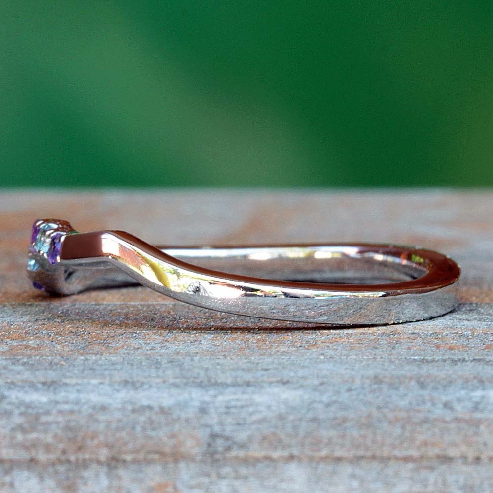 Mystic Topaz White Sapphire Matching Rings White Gold Platinum LS4932