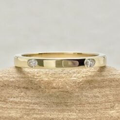 Oval Cut Lab Organic Diamond Stacking Wedding Ring Yellow Gold LS7548