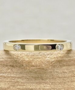 Oval Cut Lab Organic Diamond Stacking Wedding Ring Yellow Gold LS7548
