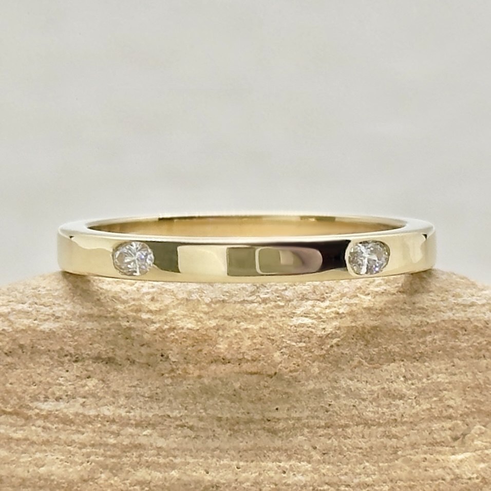Oval Cut Lab Organic Diamond Stacking Wedding Ring Yellow Gold LS7548