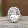 Oval Light Pink Morganite Diamond Halo Ring White Gold Platinum LS5303