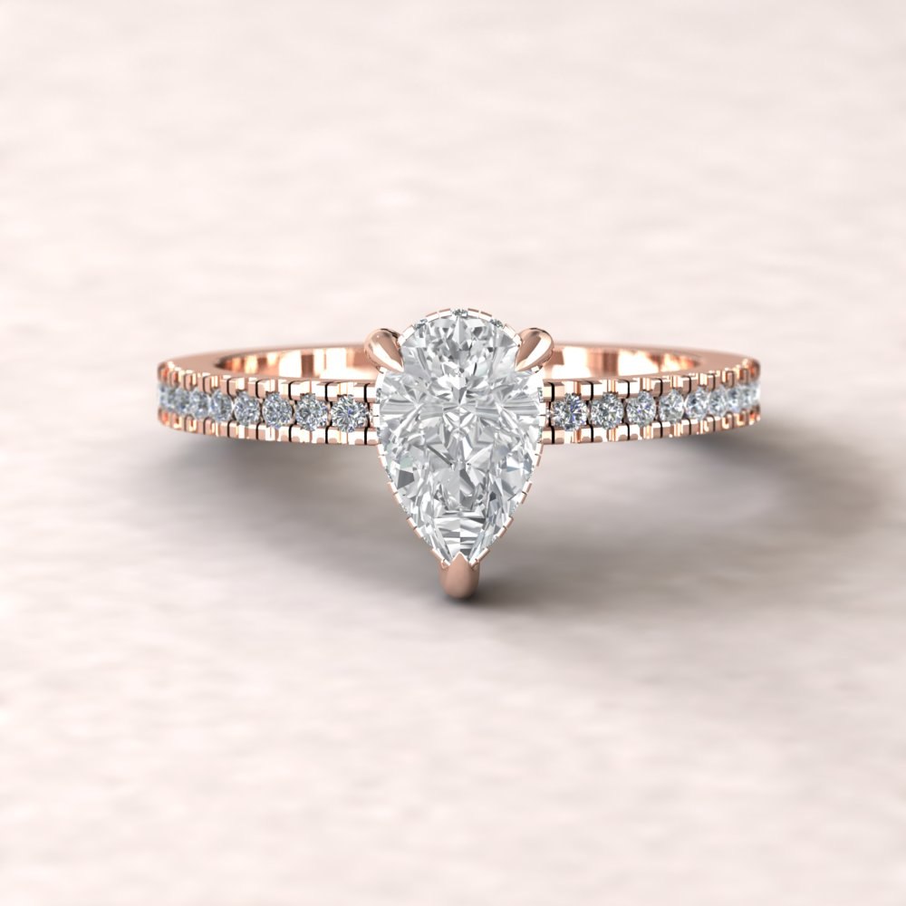 Pear IGI Certified Lab Grown Diamond Engagement Ring Rose Gold LS5485