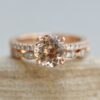 Portuguese Round Morganite Ring Matching Bridal Set Rose Gold LS7404