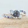 Round Cut Mystic Topaz Ring Twisted Shank White Gold Platinum LS4861