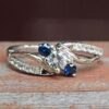 Round Cut White Sapphire Ring Twisted Shank White Gold Platinum LS5037