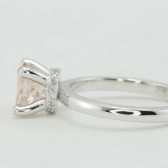 Solitaire Round Morganite Diamond Halo Ring White Gold Platinum LS4524