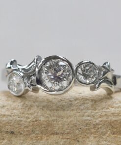 Sun Moon and Stars Lab Diamond Wedding Ring White Gold Platinum LS4812