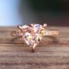 Trillion Peach Pink Morganite Diamond Engagement Ring Rose Gold LS7296