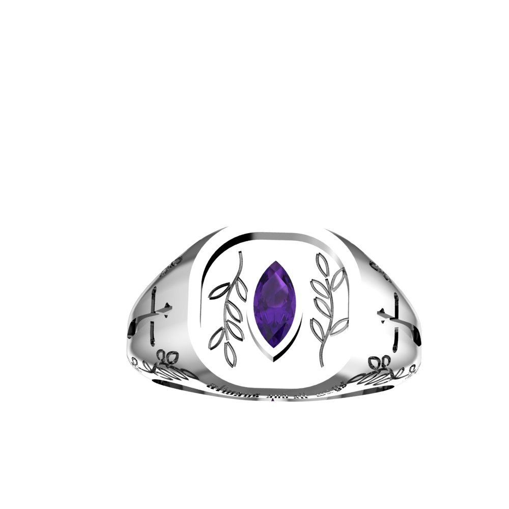 Custom Marquise Amethyst Silver Ring - Image 6