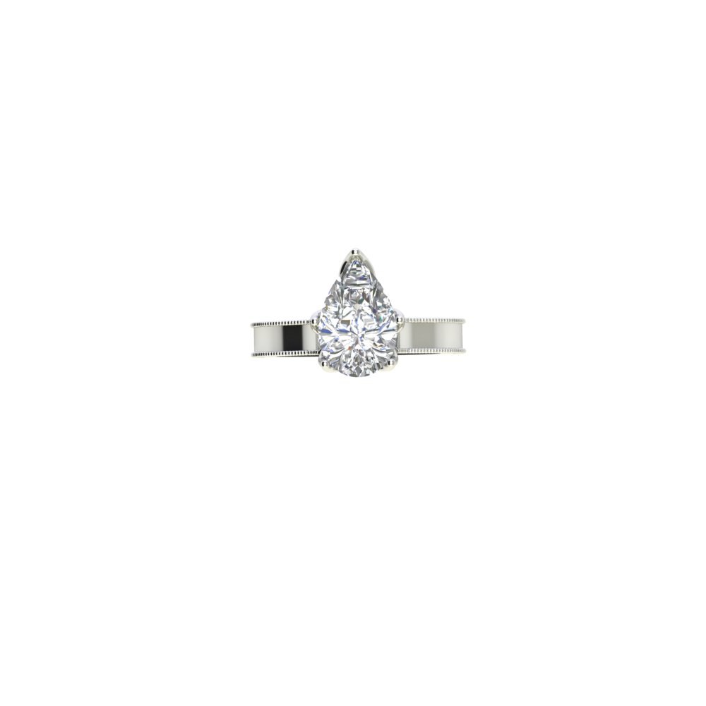 Custom IGI Certified Pear Cut Hand Engraved Engagement Ring - Image 6
