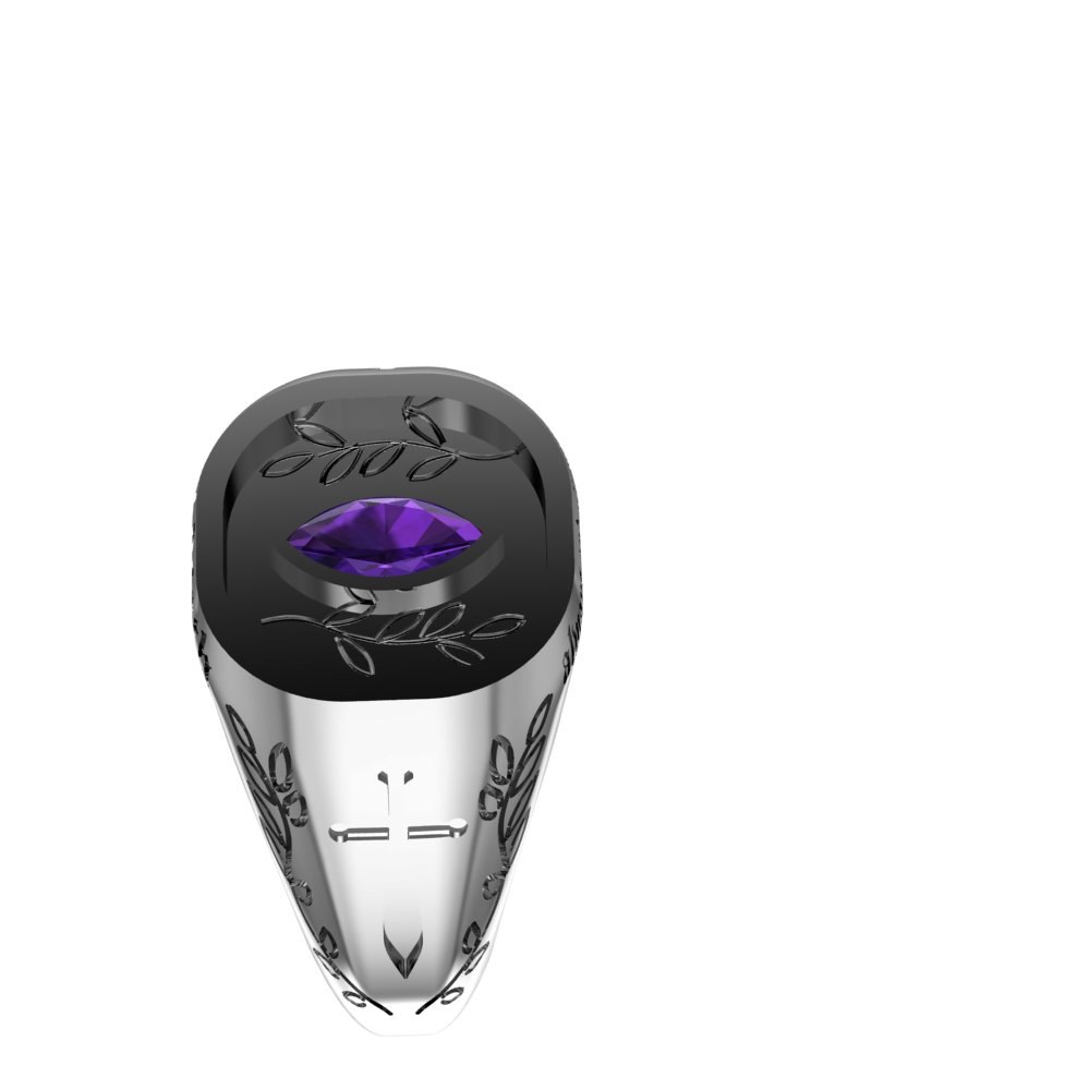 Custom Marquise Amethyst Silver Ring - Image 14