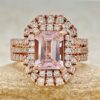 Pink Morganite Diamond Halo Ring Jacket Wedding Band Rose Gold LS6848