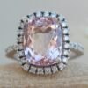 Rare Pink Morganite Gem Diamond Halo Ring White Gold Platinum LS2449