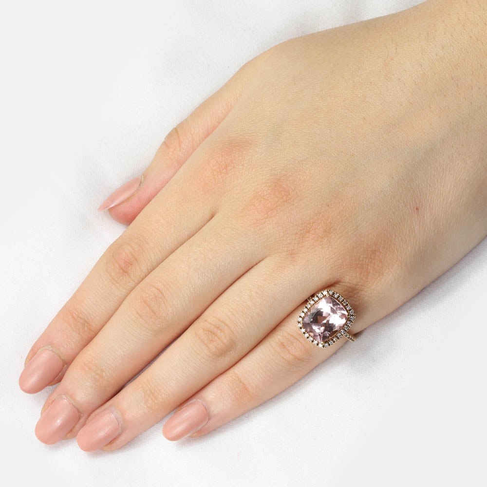 Rare Pure Pink Morganite Gem Diamond Ring White Gold Platinum LS2449