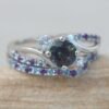 Round Mystic Topaz Ring Set Twisted Shank White Gold Platinum LS6209
