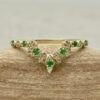 Vintage Style Emerald and Diamond Halo Wedding Ring Yellow Gold LS7369