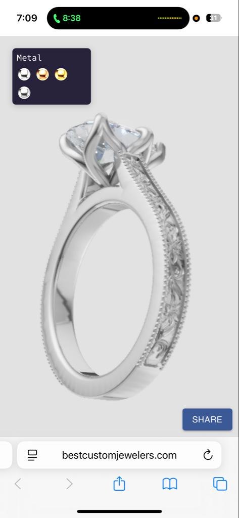 Custom IGI Certified Pear Cut Hand Engraved Engagement Ring - Image 12