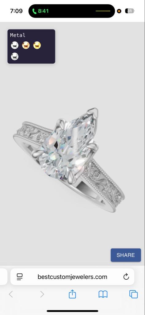 Custom IGI Certified Pear Cut Hand Engraved Engagement Ring - Image 13