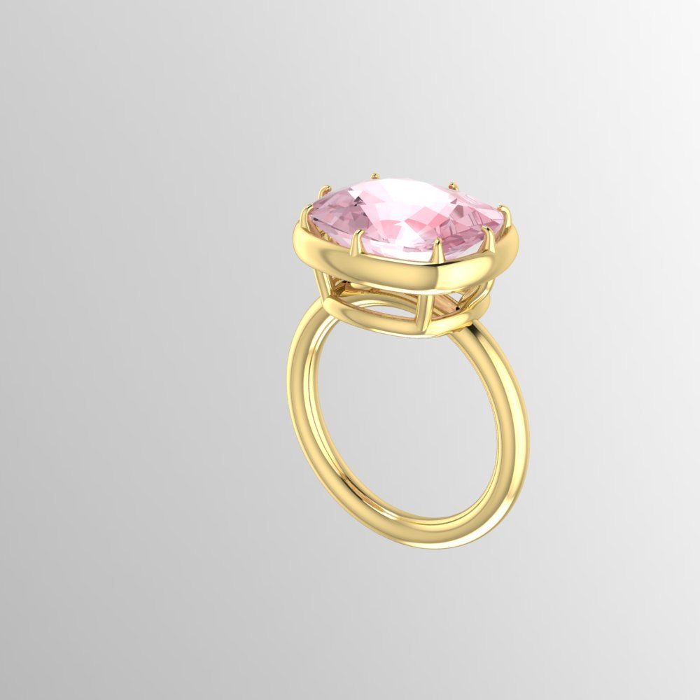 Custom Rectangular Cut Rare Pink Morganite Ring with Special Cut - Image 2