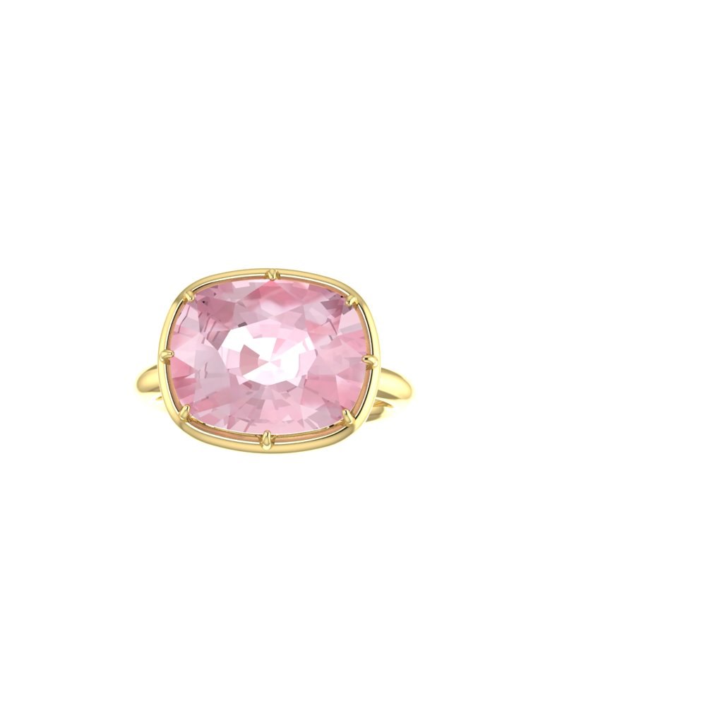Custom Rectangular Cut Rare Pink Morganite Ring with Special Cut - Image 3