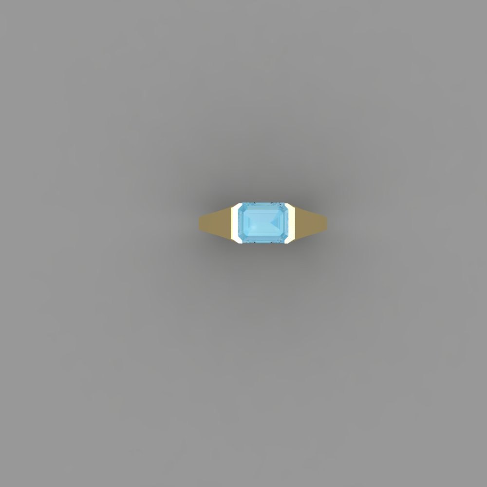 Custom Emerald Cut Aquamarine and Lab Diamond Pinky Ring - Image 4