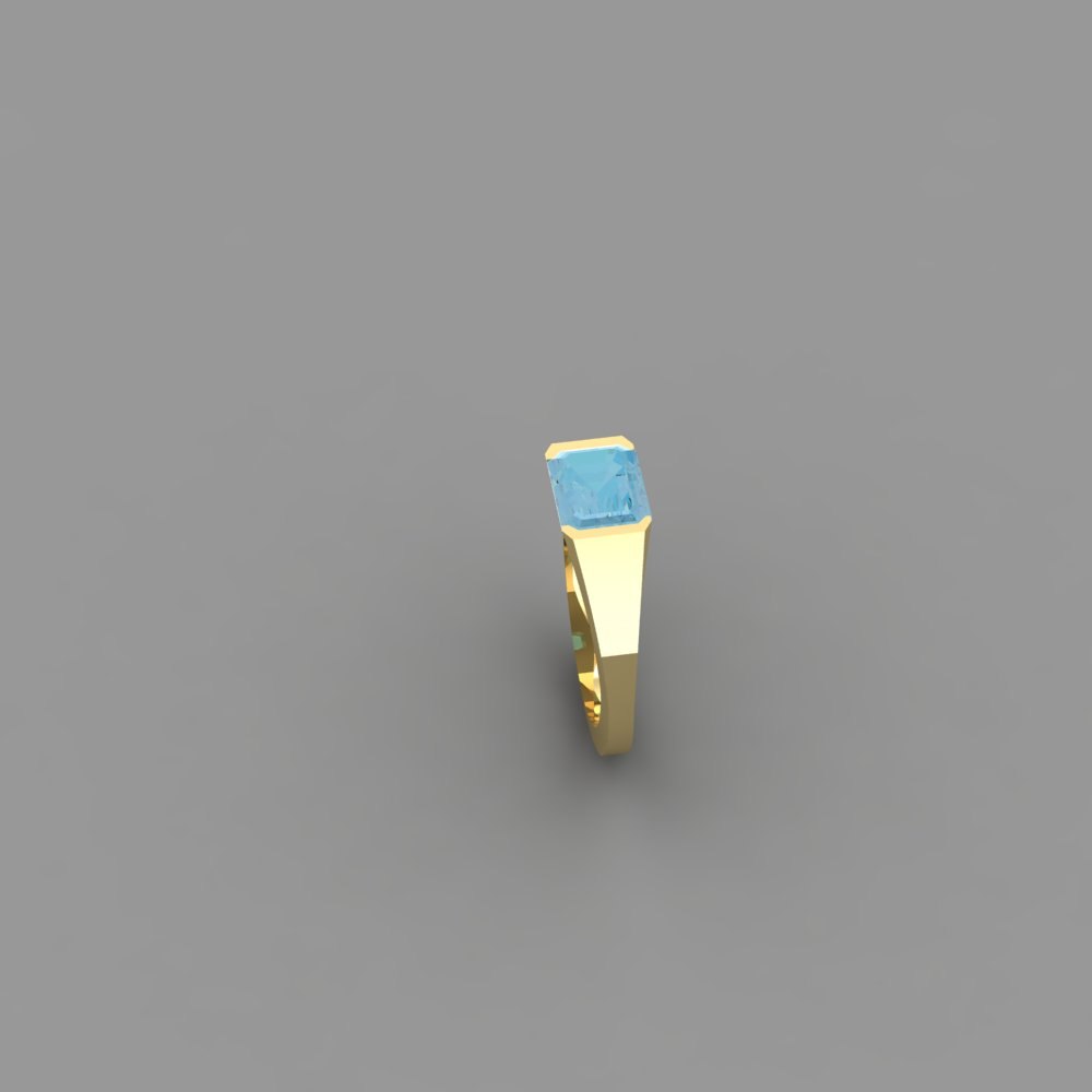 Custom Emerald Cut Aquamarine and Lab Diamond Pinky Ring - Image 5