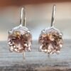 4 Carat Morganite Earrings Fishhook Closure White Gold Platinum LS4508