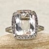 5 Carat Morganite Diamond Engagement Ring White Gold Platinum LS4475